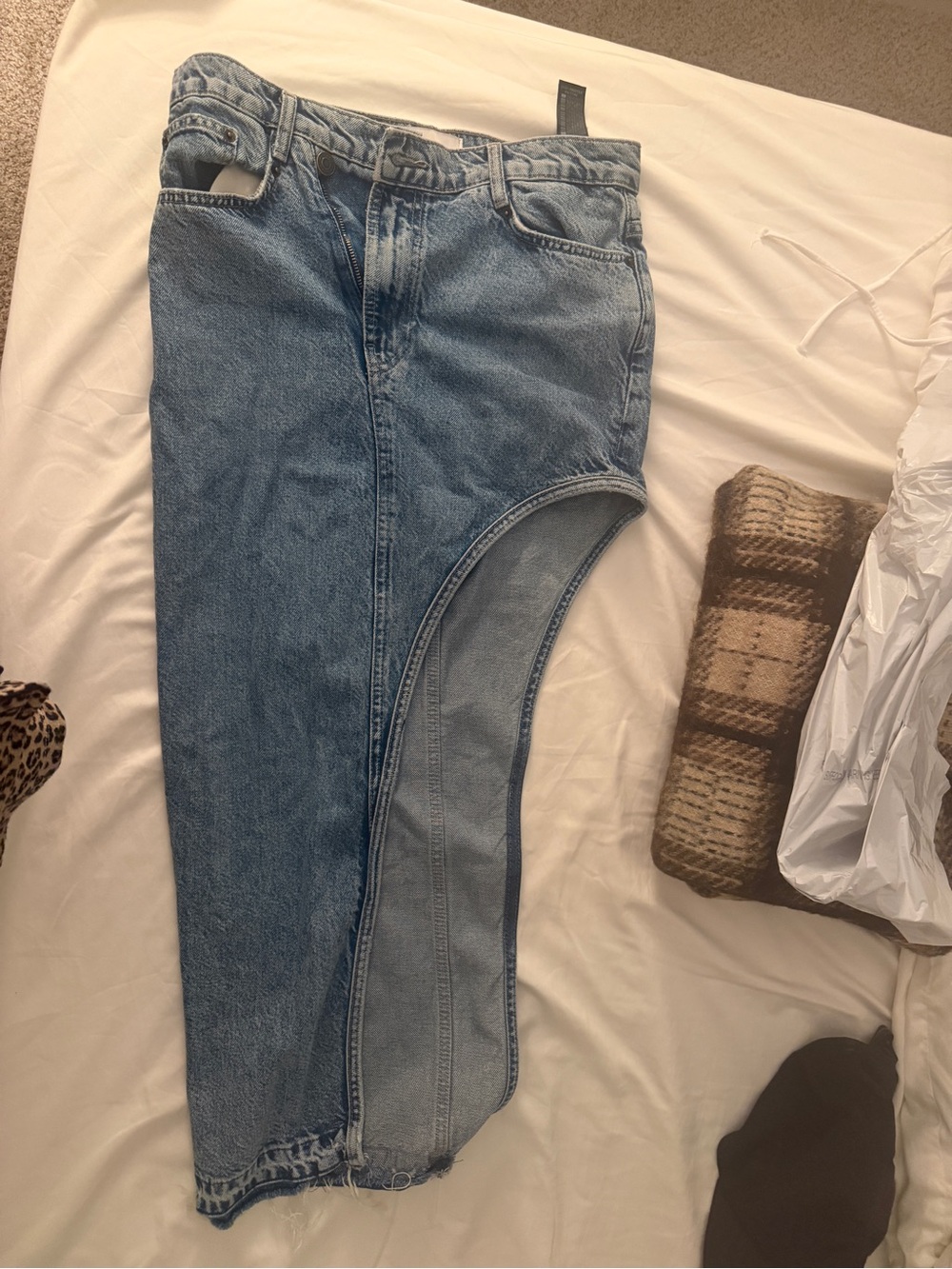 Zara Light Blue Asymmetrical Denim Skirt